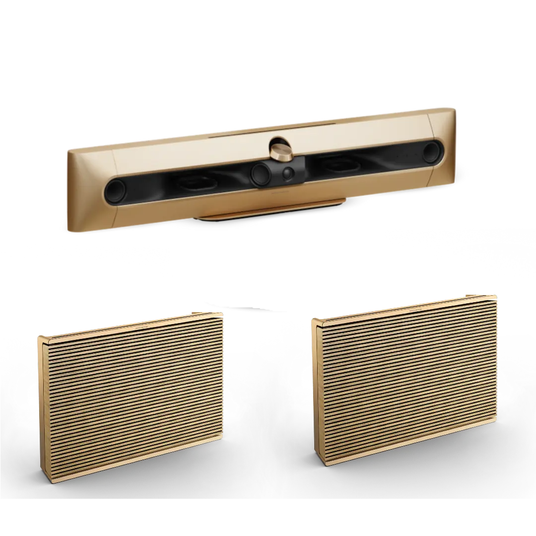premiere-with-BEosound-2-2x-level-natural-p2gold Beosound Premiere & Beosound Level Gold Tone - Image 1